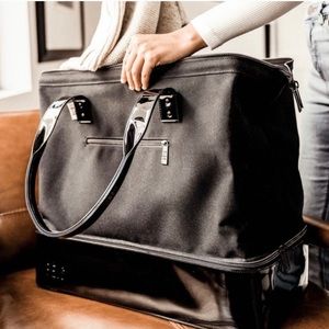 Béis Black Patent Weekender Tote